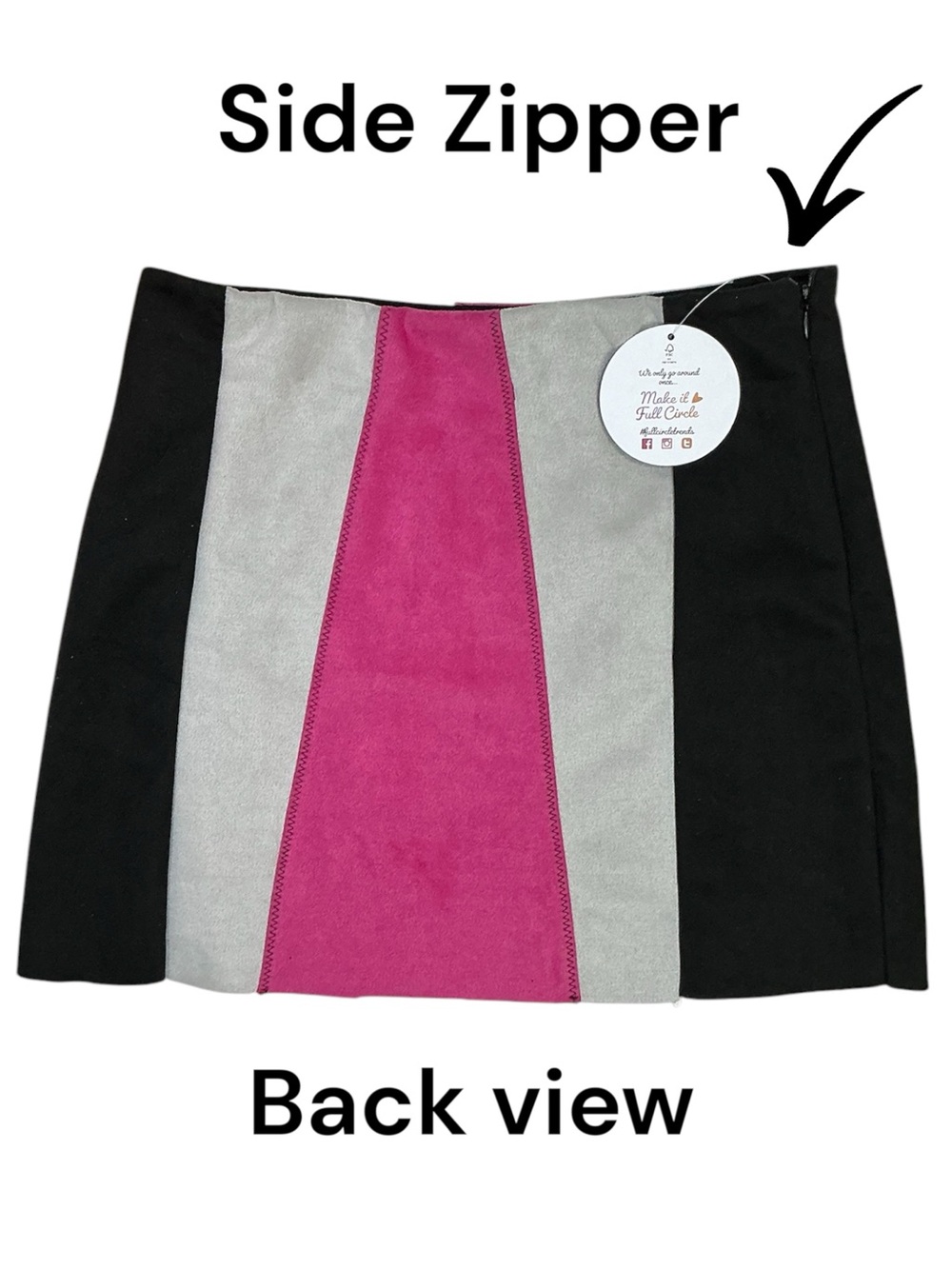 Jolie & Joy Faux Suede MiniSkirt Colorblock Black Pink Gray Girls M 10/12 NEW - Picture 3 of 16